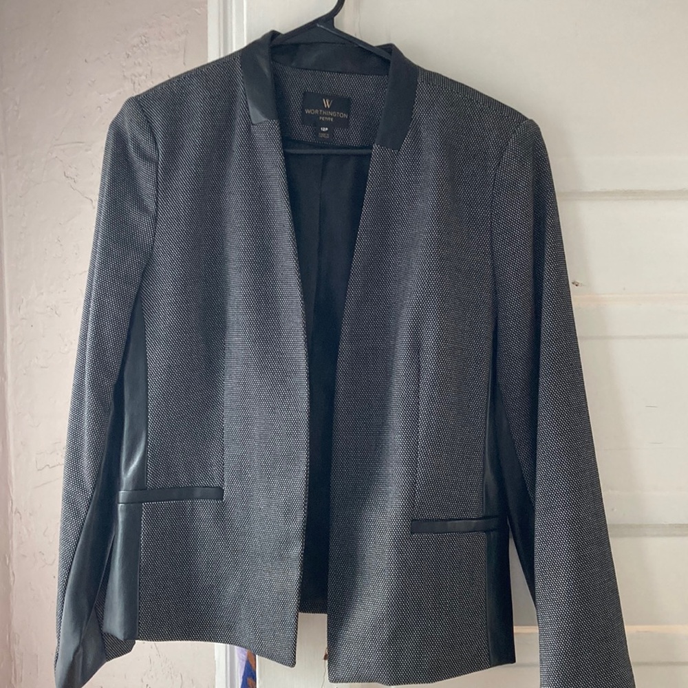 Worthington Petite blazer with faux leather detail